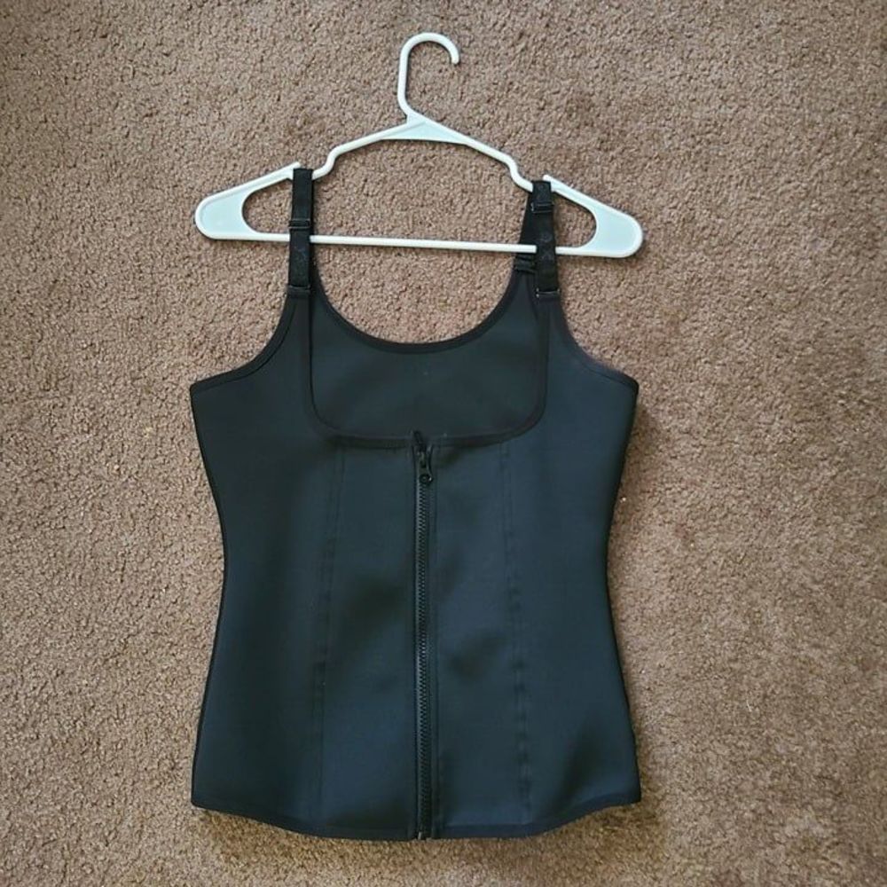 Waist Trainer Corset Shaper Tank Top Adjustable Straps Black Women 2XL
